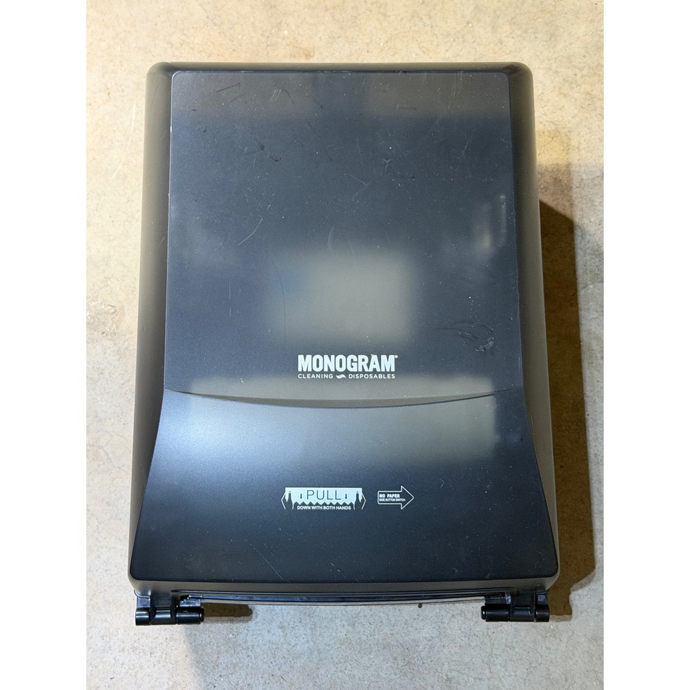 Monogram Mechanical Pull Down Paper Towel Dispenser Wall Mount Black New No Box